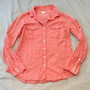 J. Crew Coral-Pink Button Front Shirt